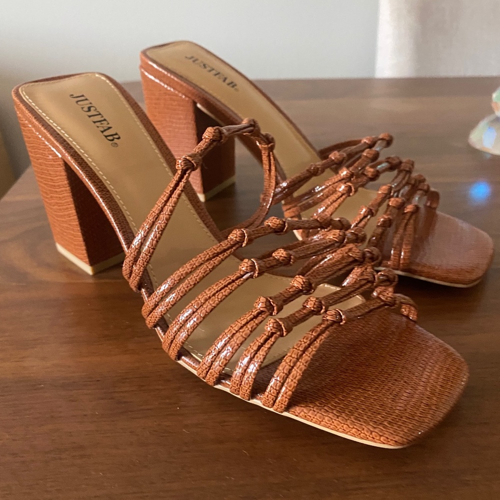 Brown Chunky Heel Sandals